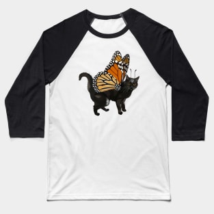 Black Monarch Flitter Kitty Baseball T-Shirt